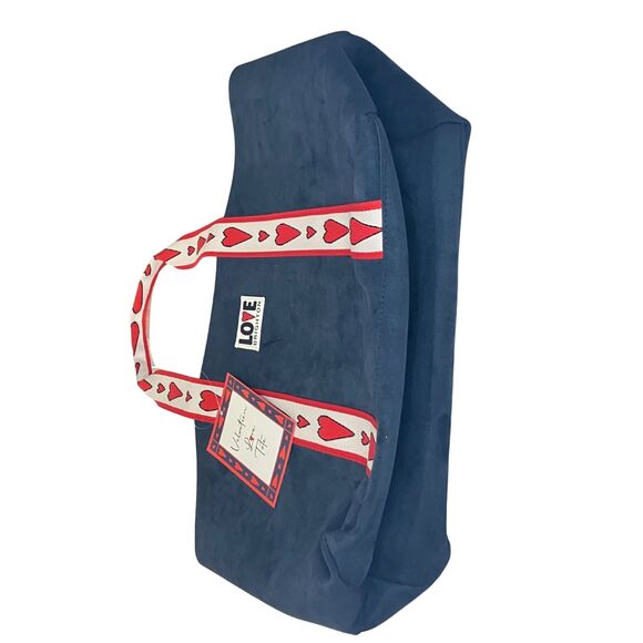 Brighton Love Valentine Tote Bag Navy Blue with Red Hearts - Canvas Shoulder Bag - Picture 5 of 6